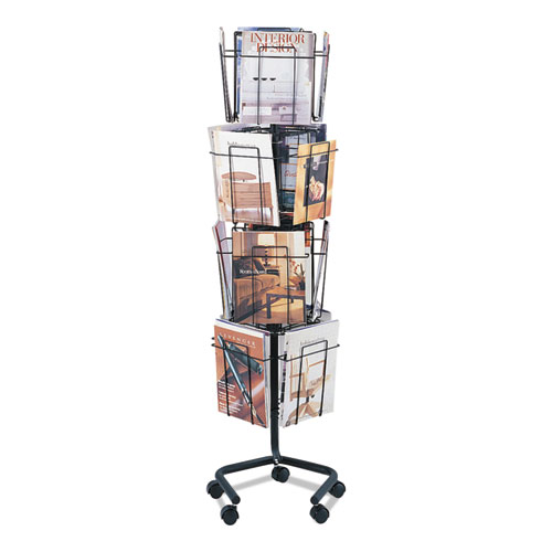 Picture of Wire Rotary Display Racks, 16 Compartments, 15w x 15d x 60h, Charcoal