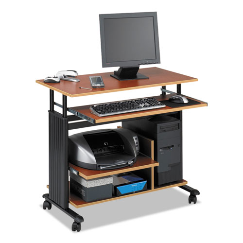 Picture of Muv 28" Adjustable-Height Mini-Tower Computer Desk, 35.5" x 22" x 29" to 34", Cherry/Black