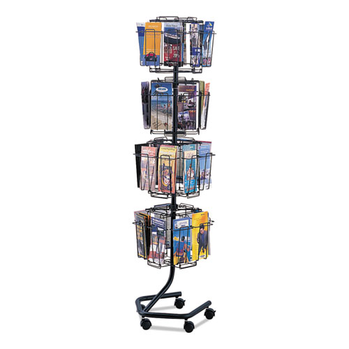 Picture of Wire Rotary Display Racks, 32 Compartments, 15w x 15d x 60h, Charcoal