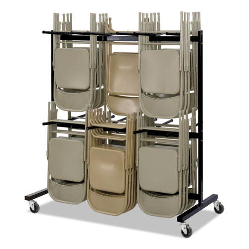 Picture of Two-Tier Chair Cart, Two-Sided 12-Section Hang-Hook Format, Metal, 64.5" x 33.5" x 70.25", Black
