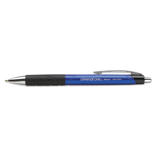 Picture of Comfort Grip Ballpoint Pen, Retractable, Medium 1 mm, Blue Ink, Blue/Black Barrel, Dozen