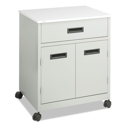 Picture of Steel Machine Stand with Pullout Drawer, Engineered Wood, 3 Shelves, 1 Drawer, 25" x 20" x 29.75", Gray