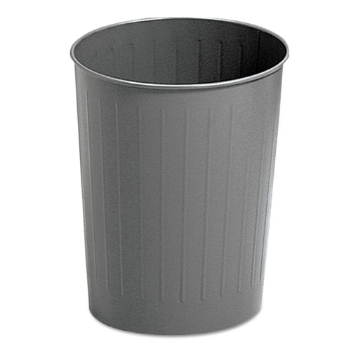 Picture of Round Wastebasket, Steel, 23.5 qt, Charcoal