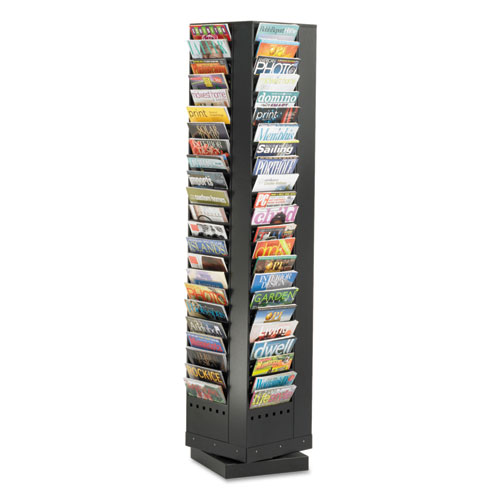 Picture of Steel Rotary Magazine Rack, 92 Compartments, 14w x 14d x 68h, Black