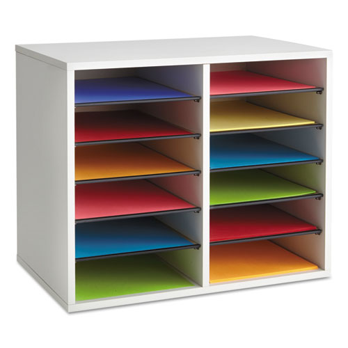 Picture of Fiberboard Literature Sorter, 12 Compartments, 19.63 x 11.88 x 16.13, Gray