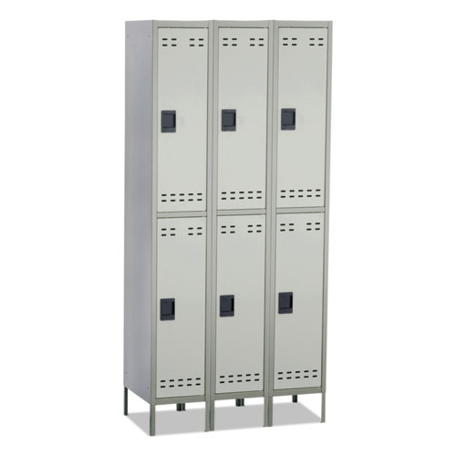 Picture of Double-Tier, Three-Column Locker, 36w x 18d x 78h, Two-Tone Gray