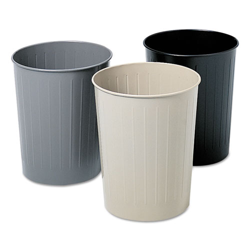 Picture of Round Wastebaskets, 6 gal, Steel, Black