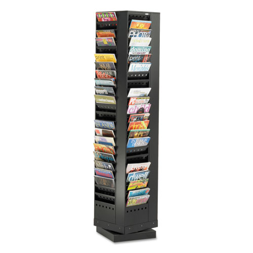 Picture of Steel Rotary Magazine Rack, 92 Compartments, 14w x 14d x 68h, Black