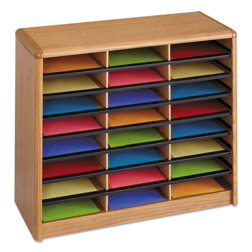 Picture of Steel/Fiberboard Literature Sorter, 24 Compartments, 32.25 x 13.5 x 25.75, Oak