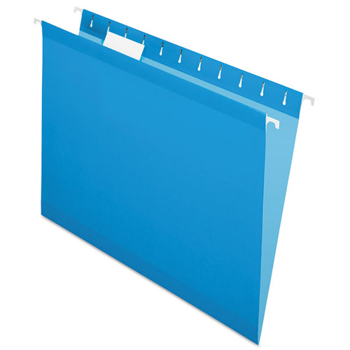 Picture of Colored Reinforced Hanging Folders, Letter Size, 1/5-Cut Tabs, Blue, 25/Box
