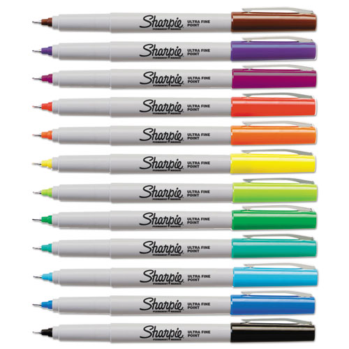 Picture of Ultra Fine Tip Permanent Marker, Ultra-Fine Needle Tip, Assorted Colors, Dozen
