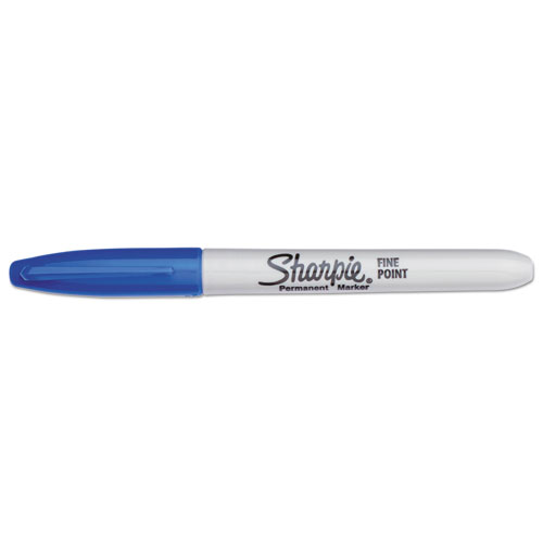 Picture of Fine Tip Permanent Marker, Fine Bullet Tip, Blue, Dozen