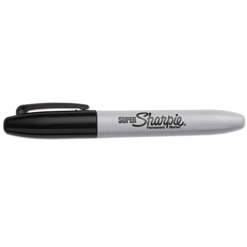 Picture of Super Permanent Marker, Fine Bullet Tip, Black, Dozen