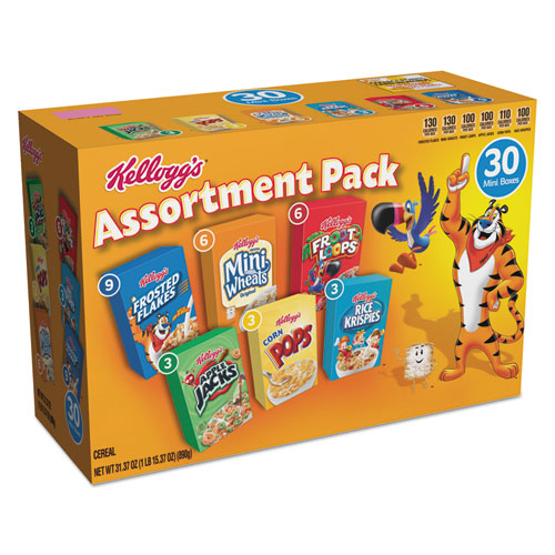Picture of Breakfast Cereal Mini Boxes, Assorted, 2.39 oz Box, 30/Carton