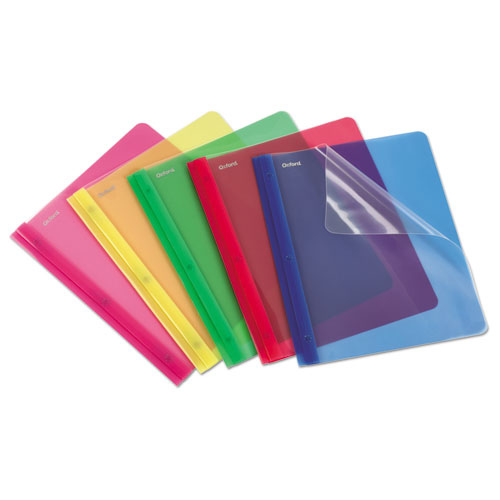 Picture of Translucent Poly Clear Front Report Cover, 3 Fastener, 0.5" Capacity, 11 x 8.5, Assorted, 25/Box