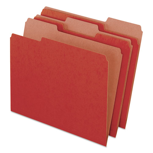 Picture of Earthwise by Pendaflex 100% Recycled Colored File Folders, 1/3-Cut Tabs: Assorted, Letter Size, 0.5" Expansion, Red, 100/Box