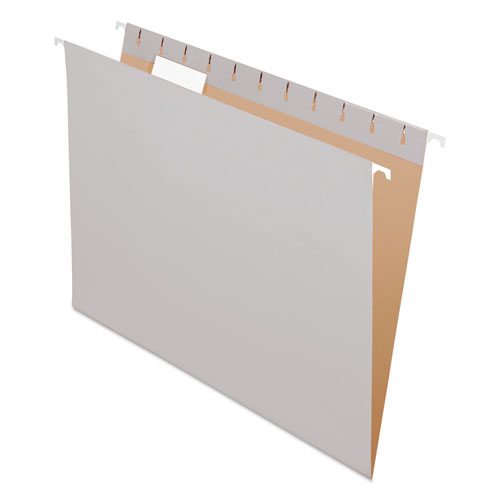 Picture of Colored Hanging Folders, Letter Size, 1/5-Cut Tabs, Gray, 25/Box