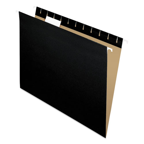 Picture of Colored Hanging Folders, Letter Size, 1/5-Cut Tabs, Black, 25/Box
