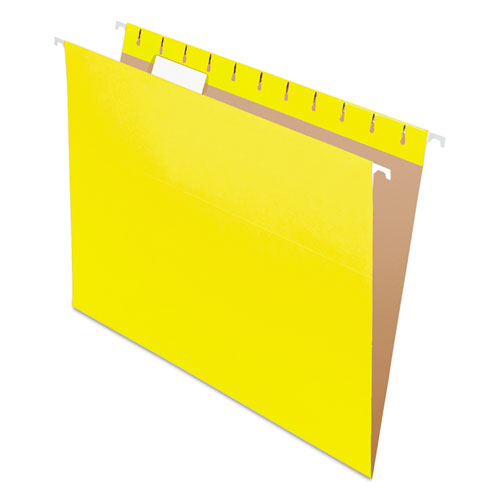 Picture of Colored Hanging Folders, Letter Size, 1/5-Cut Tabs, Yellow, 25/Box