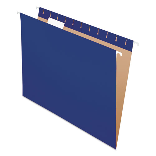 Picture of Colored Hanging Folders, Letter Size, 1/5-Cut Tabs, Navy, 25/Box