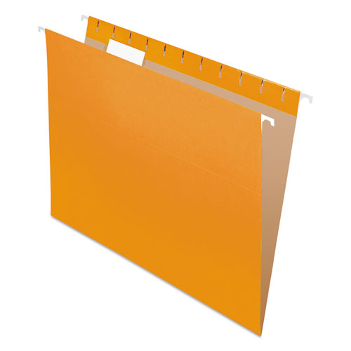 Picture of Colored Hanging Folders, Letter Size, 1/5-Cut Tabs, Orange, 25/Box