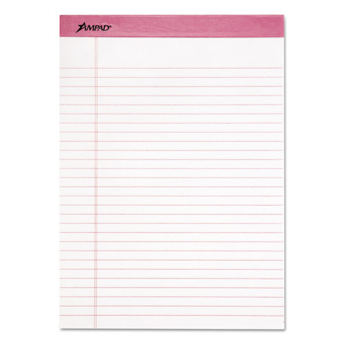 Picture of Pink Writing Pads, Wide/Legal Rule, Pink Headband, 50 White 8.5 x 11 Sheets, 6/Pack