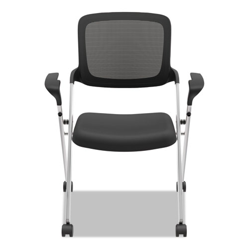 Picture of VL314 Mesh Back Nesting Chair, Supports Up to 250 lb, 19" Seat Height, Black Seat, Black Back, Silver Base