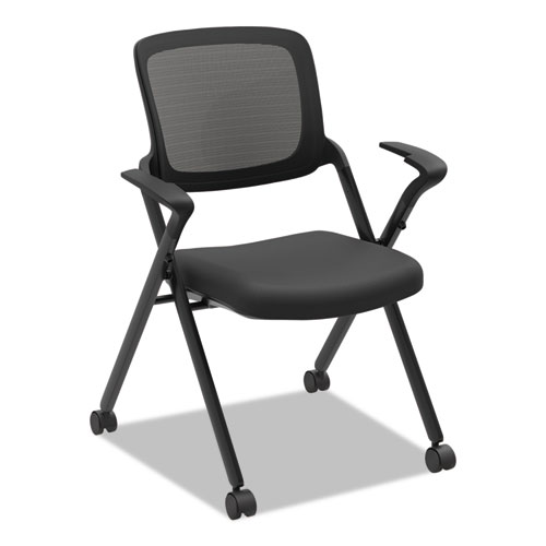 Picture of VL314 Mesh Back Nesting Chair, Supports Up to 250 lb, Black