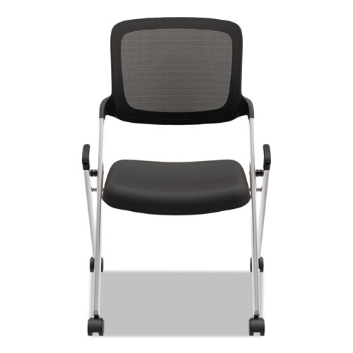 Picture of VL304 Mesh Back Nesting Chair, Supports Up to 250 lb, 19" Seat Height, Black Seat, Black Back, Silver Base
