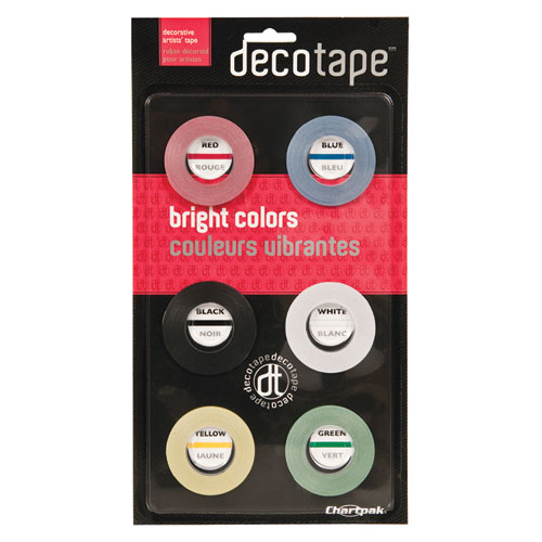 Picture of Deco Bright Decorative Tape, 1" Core, 0.13" x 27 ft, Assorted Colors, 6/Box