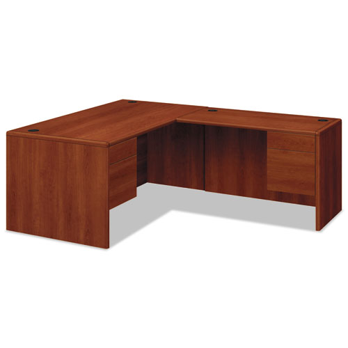 Picture of 10700 Series "L" Workstation Desk with Three-Quarter Height Pedestal on Left, 66" x 30" x 29.5", Cognac