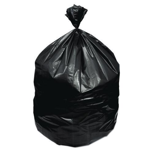 Picture of Waste Can Liners, 60 gal, 30.48 mic, 38" x 58", Black, 10 Bags/Roll, 10 Rolls/Carton