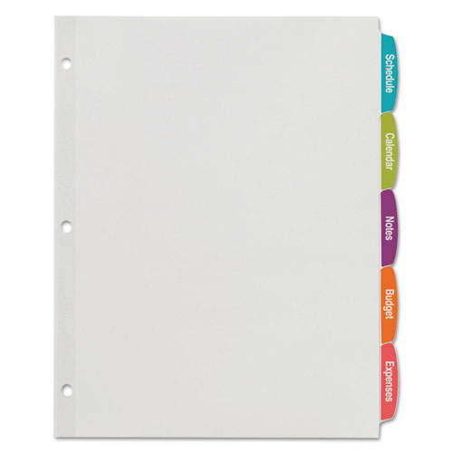 Picture of Big Tab Printable White Label Tab Dividers, 5-Tab, 11 x 8.5, White, 20 Sets