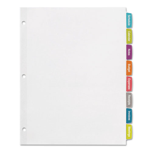 Picture of Big Tab Printable White Label Tab Dividers, 8-Tab, 11 x 8.5, White, 20 Sets