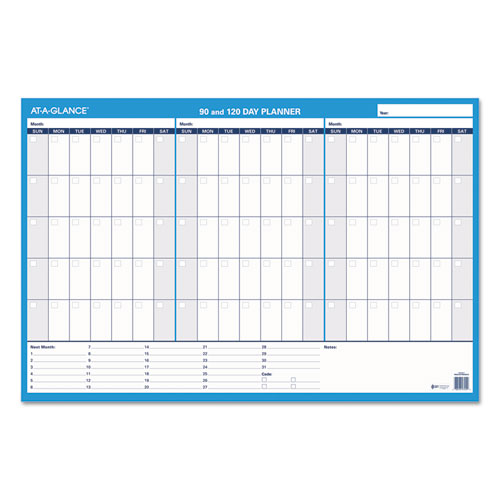 Picture of 90/120-Day Undated Horizontal Erasable Wall Planner, 36 x 24, White/Blue Sheets, Undated