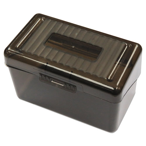 Picture of Plastic Index Card Boxes, Holds 300 3 x 5 Cards, 5.63 x 3.25 x 3.75, Translucent Black
