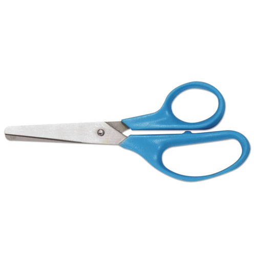 Picture of Kids' Scissors, Rounded Tip, 5" Long, 1.75" Cut Length, Straight Assorted Color Handles, 12/Pack