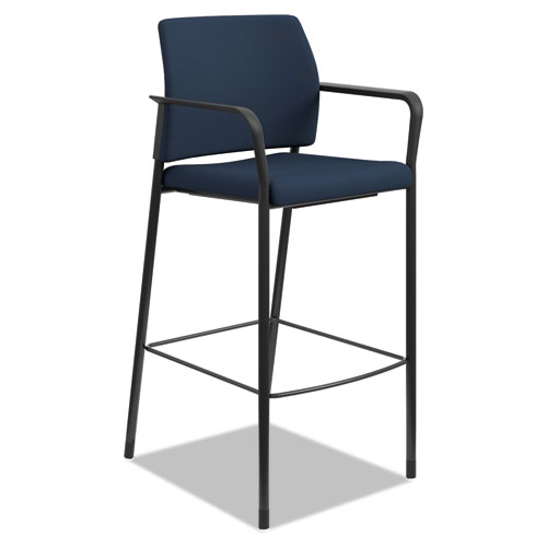 Accommodate+Series+Cafe+Stool+with+Fixed+Arms%2C+Supports+Up+to+300+lb%2C+30%26quot%3B+Seat+Height%2C+Navy+Seat%2C+Navy+Back%2C+Black+Base