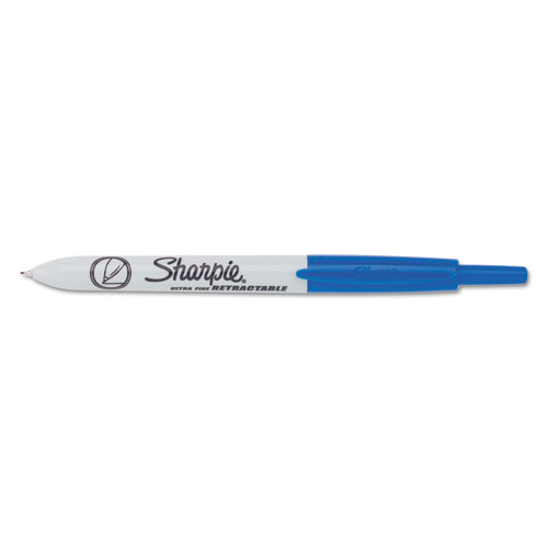 Picture of Retractable Permanent Marker, Extra-Fine Needle Tip, Blue