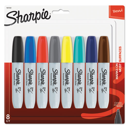 Sharpie+Chisel+Tip+Permanent+Markers+-+Wide+Marker+Point+-+Chisel+Marker+Point+Style+-+Assorted+Alcohol+Based+Ink+-+8+%2F+Set