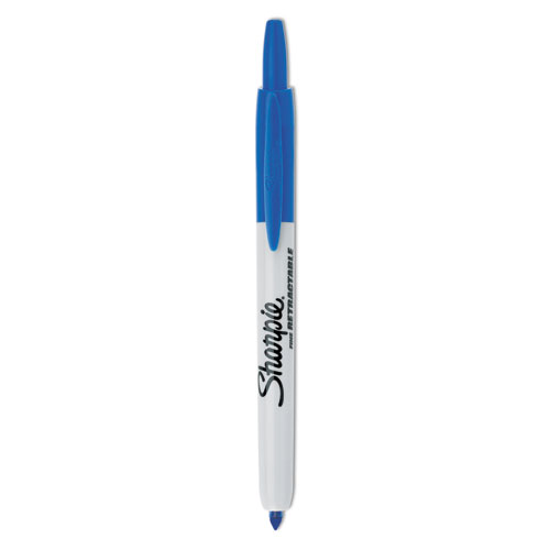 Picture of Retractable Permanent Marker, Fine Bullet Tip, Blue