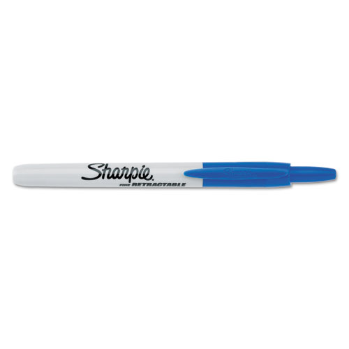 Picture of Retractable Permanent Marker, Fine Bullet Tip, Blue