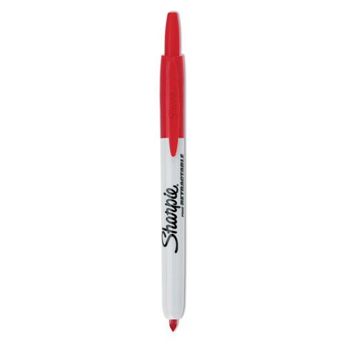 Picture of Retractable Permanent Marker, Fine Bullet Tip, Red