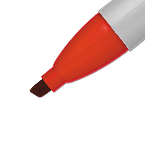 Picture of Chisel Tip Permanent Marker, Medium Chisel Tip, Red, Dozen