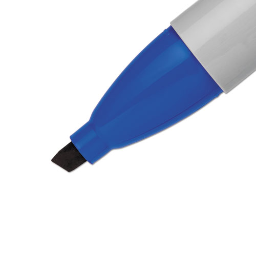 Picture of Chisel Tip Permanent Marker, Medium Chisel Tip, Blue, Dozen