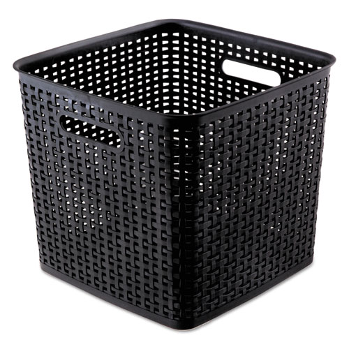 Picture of Plastic Weave Bin, Extra Large, 12.5" x 12.5" x 11.13", Black, 2/Pack