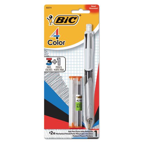 4-Color+3+%2B+1+Multi-Color+Ballpoint+Pen%2Fpencil%2C+Retractable%2C+1+Mm+Pen%2F0.7+Mm+Pencil%2C+Black%2Fblue%2Fred+Ink%2C+Gray%2Fwhite+Barrel