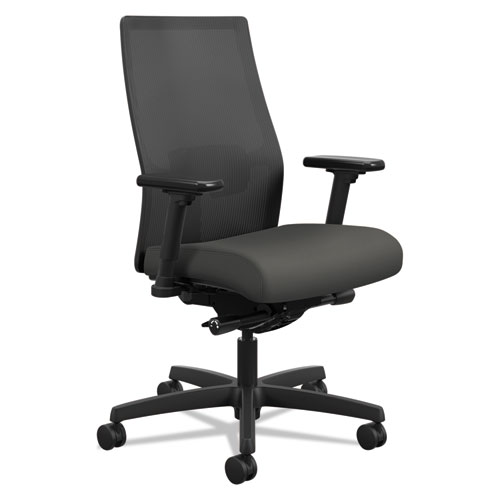 Ignition+2.0+4-Way+Stretch+Mid-Back+Mesh+Task+Chair%2C+Adjustable+Lumbar+Support%2C+Iron+Ore+Seat%2C+Black+Back%2FBase