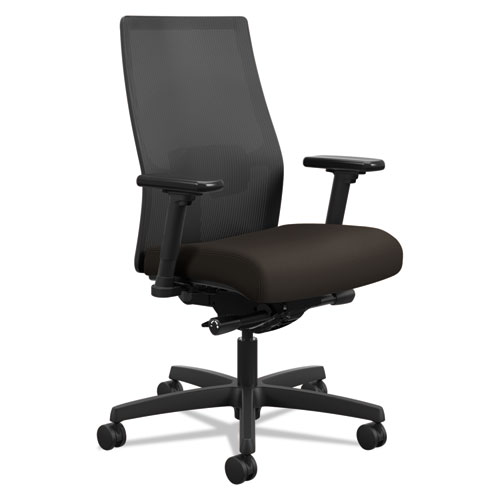 Ignition+2.0+4-Way+Stretch+Mid-Back+Mesh+Task+Chair%2C+Adjustable+Lumbar+Support%2C+Espresso+Seat%2C+Black+Back%2FBase