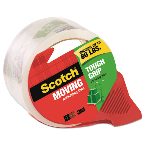 Picture of Tough Grip Moving Packaging Tape with Dispenser, 3" Core, 1.88" x 54.6 yds, Clear